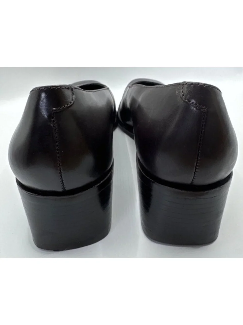 Rockport Pump Women 7M Dark Brown Leather Square Toe Low Block Heel Professional